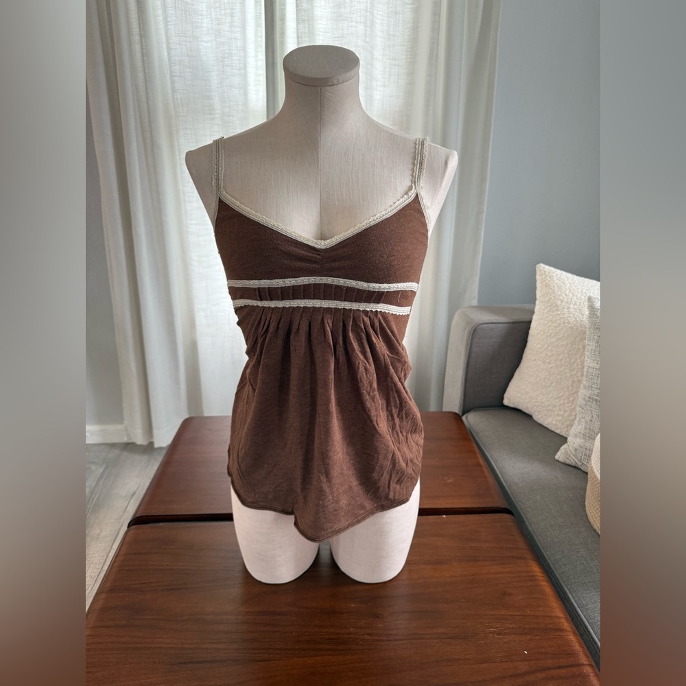 Hollister Brown Tank Top with White Trim